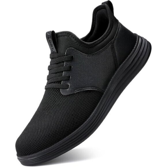 ⚡VILOCY Men's All Black Fashion Dress Oxfords Business Mesh Breathable Sneakers - Picture 1 of 7